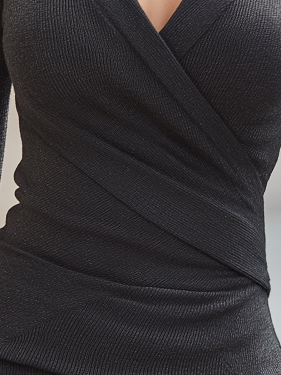 Ribbed Wrap Knit Top