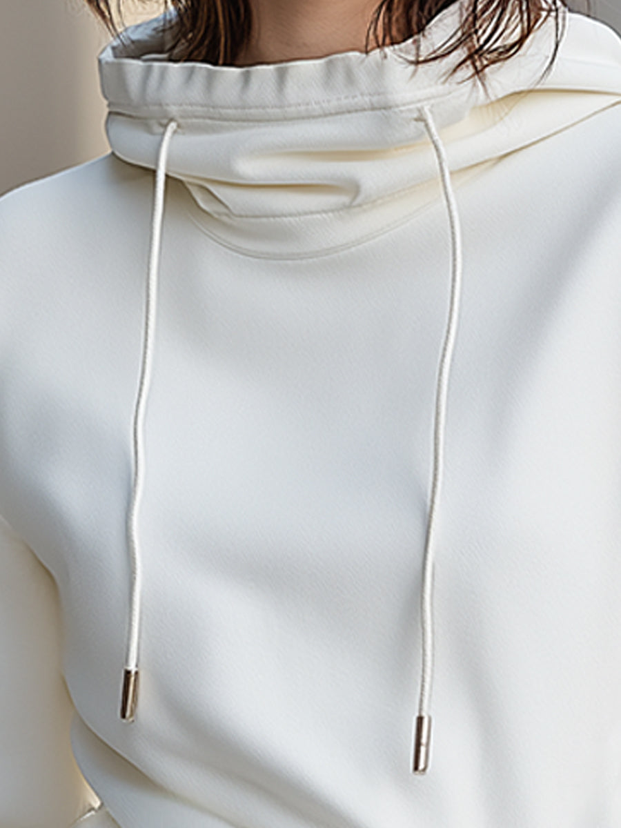 Relaxed Fit Hooded Mini Dress In Soft White