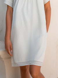 Short Sleeve Lace Panel Relaxed Mini Dress