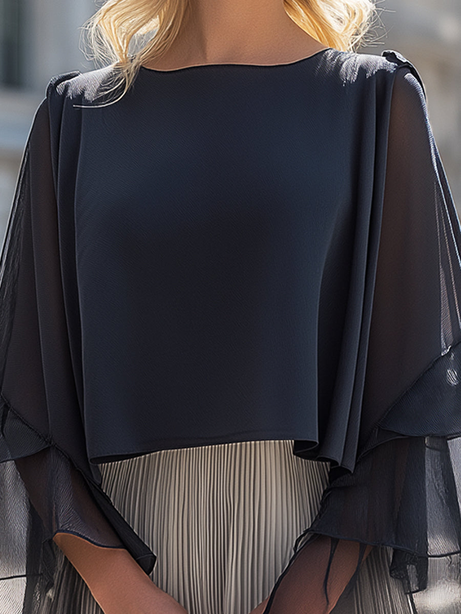 Tiered Ruffle Sleeve Chiffon Elegance Blouse