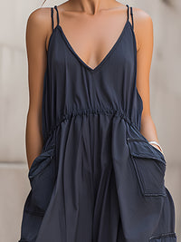 Elastic-Waist Cargo Wide-Leg Cami Jumpsuit