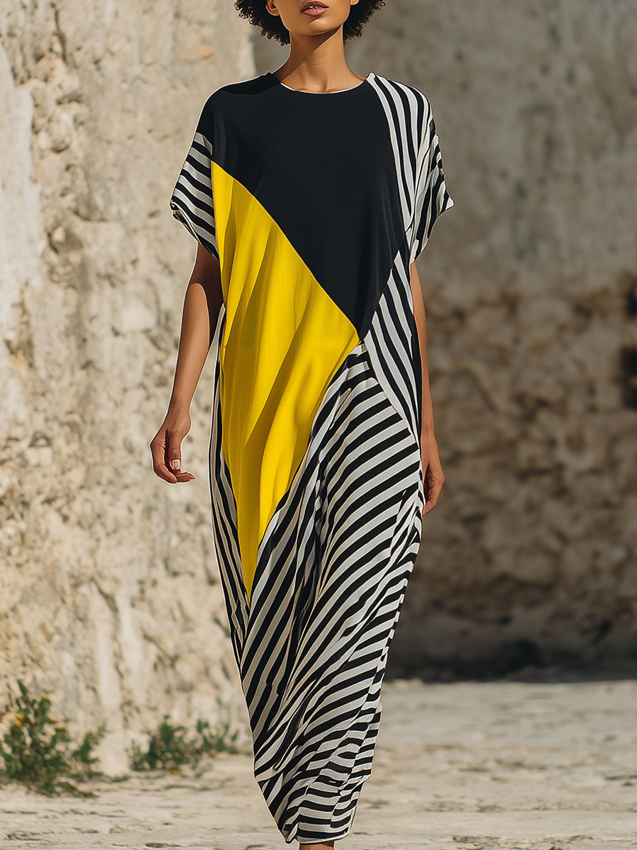 Modern Geometric Print Maxi Dress