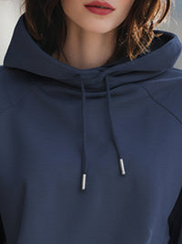 Navy Relaxed Hoodie With Raglan Sleeves