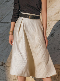 One-Shoulder Draped Top & High-Waist Wide-Leg Skirt Set