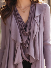 Cascading Ruffle Draped Cardigan Top