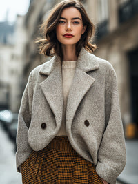 Textured Wool-Blend Cropped Coat