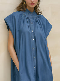 Relaxed Denim Short Sleeve Midi Dress