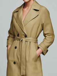 Lace-up Double-breasted Long Trench Coat