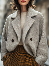 Textured Wool-Blend Cropped Coat