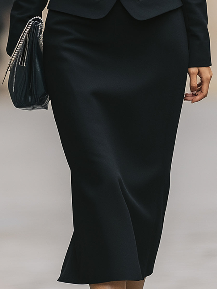 Minimalist Skirt Suit With Exquisite Tailoring