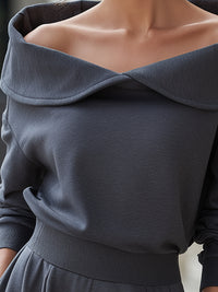 Charcoal Off-Shoulder Knit Top