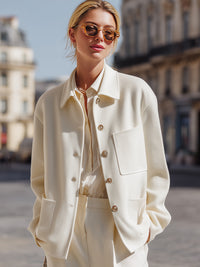 Ivory Casual Button Worker Jacket