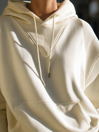 Cream Oversized Textured Hoodie