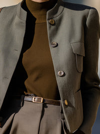 Minimalist Mandarin Collar Utility Blazer
