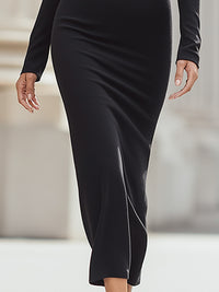Elegant Long-Sleeve Turtleneck Maxi Dress
