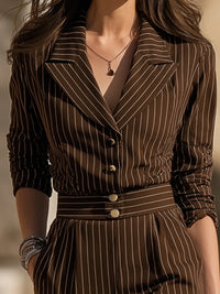 Pinstripe Wide-Leg Suit Set