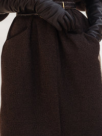 Dark Mocha Belted Kimono Coat With High Collar