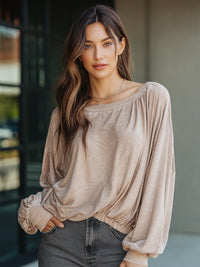 Soft Relaxed Dolman Top With Elasticated Hem