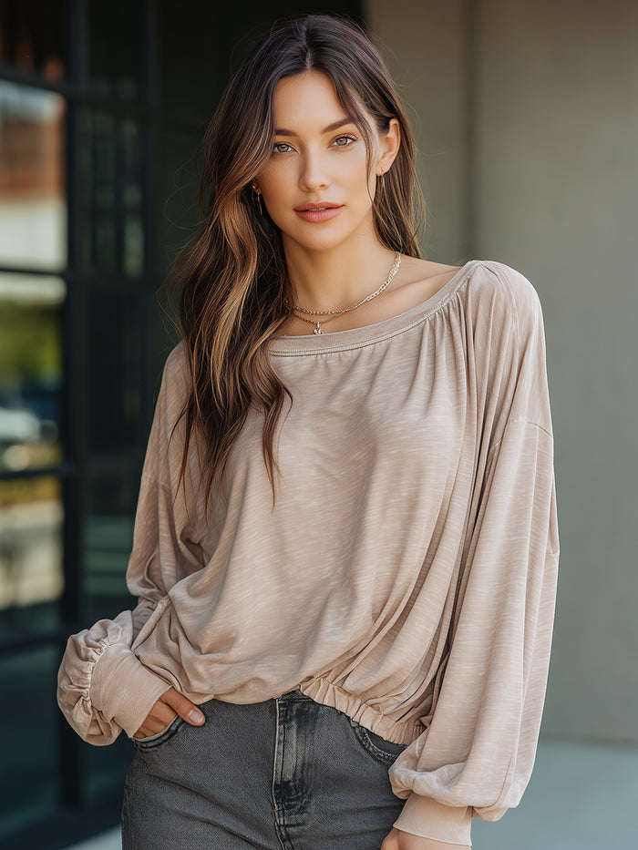 Soft Relaxed Dolman Top With Elasticated Hem
