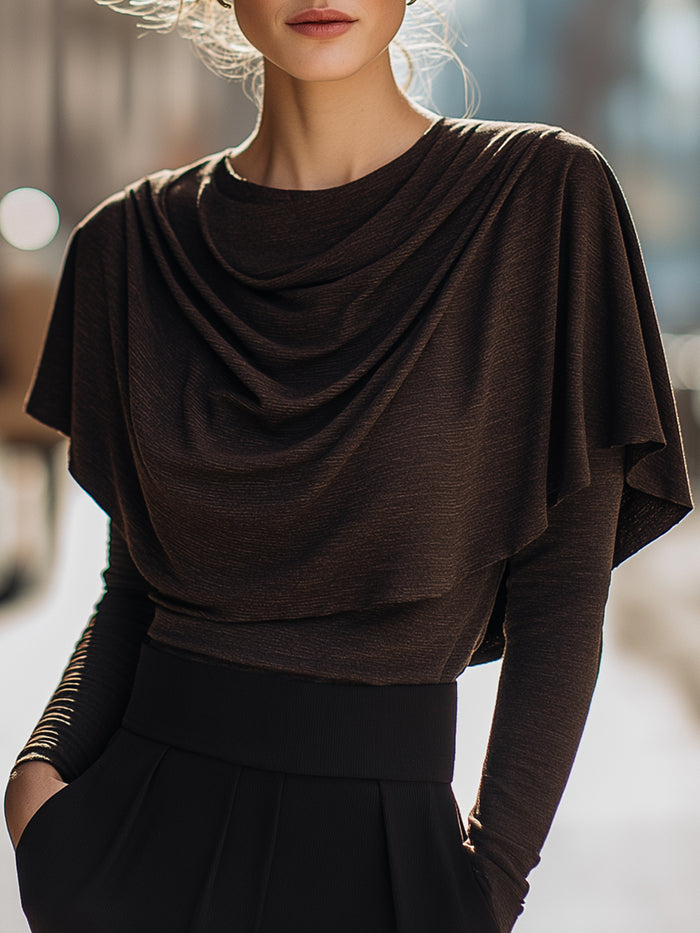 Draped Layered Chocolate Brown Top