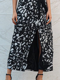 Abstract Print Belted Maxi Dress