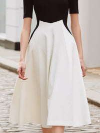 High-Waist Sculpted A-Line Midi Dress