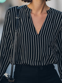 Vertical Stripe V-Neck Blouse