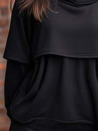 Draped Layered Cowl-Neck Relaxed Top