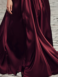 Satin Ruffle-Collar Maxi Dress