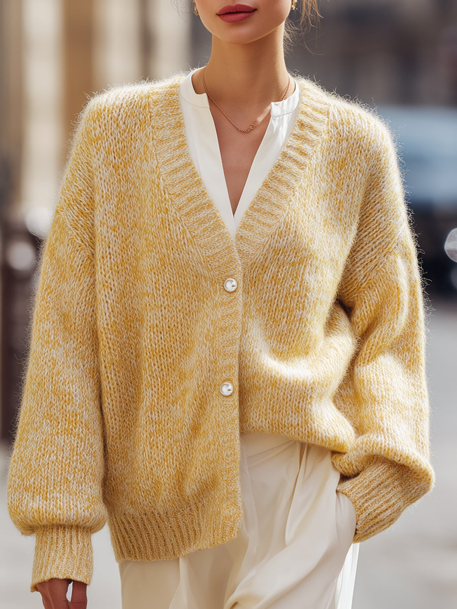 Soft Yellow Mohair Blend Cardigan