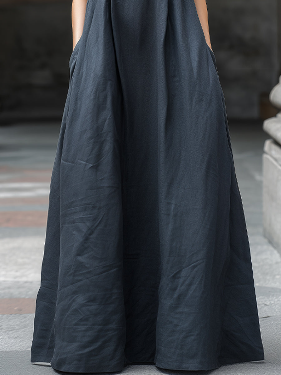 Sleeveless Stand-Collar Maxi Dress