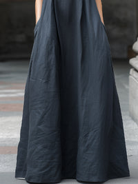 Sleeveless Stand-Collar Maxi Dress