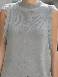 Sleeveless Distressed Knit Mini Dress