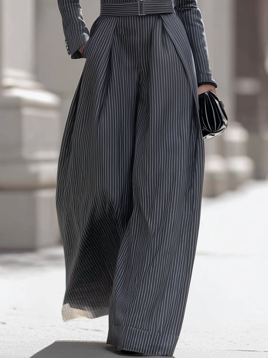 Tailored Pinstripe Blazer Jumpsuit
