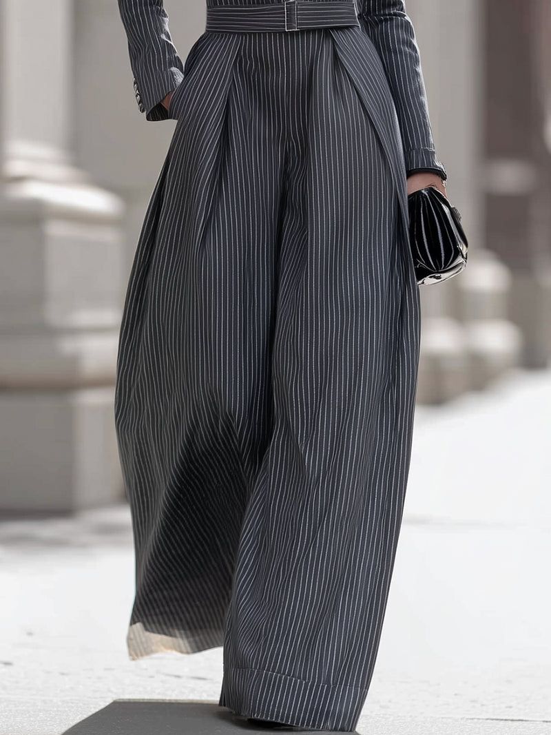 Tailored Pinstripe Blazer Jumpsuit