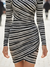 Striped Long Sleeve Bodycon Dress