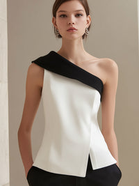 One-Shoulder Top With Black Contrast Trim