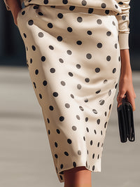Polka Dot Satin Midi Dress Two-piece Set