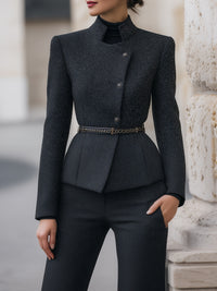 Tailored Sparkle Long Sleeve Blazer & Flared Pants Set