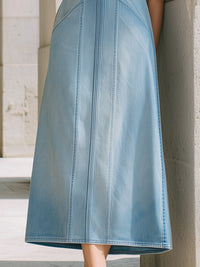Structured Seam-Detail Denim Midi Dress