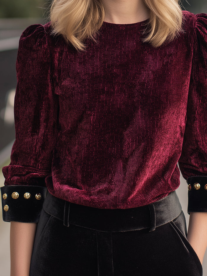 Crimson Corduroy Statement Shirt
