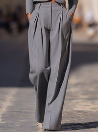 Cropped Blazer And Wide-Leg Trousers Suit Set