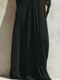 Embellished Cold-Shoulder Flowing Maxi Dress