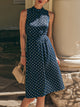 Navy Blue with Ivory Polka Dots
