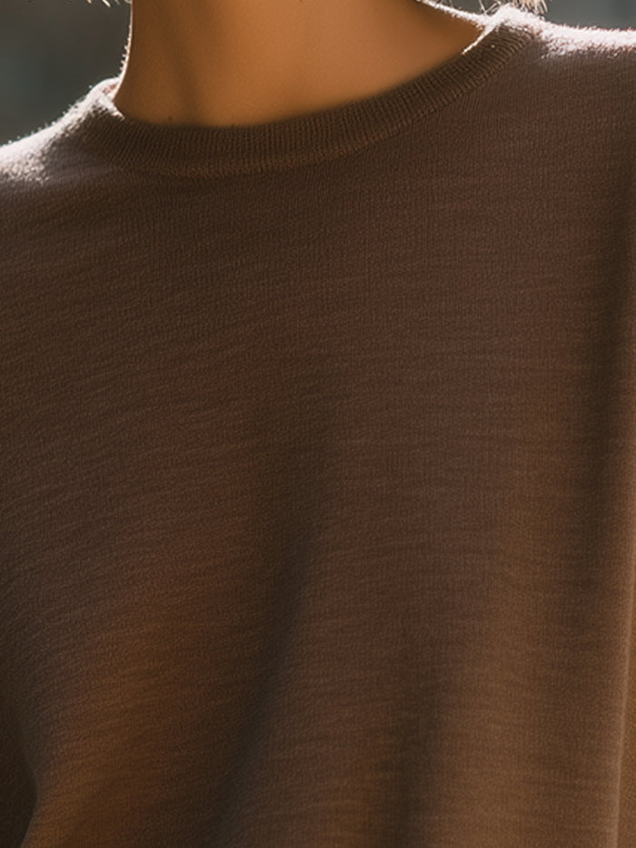 Mocha Relaxed Knit Pullover Top