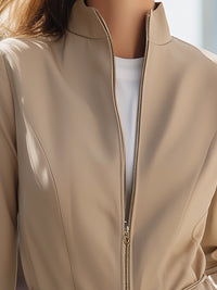 Structured Zip-Up Belted Jacket