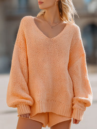 Peach Knit Lounge Sweater & Shorts Set