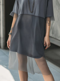 Layered Mesh Hem Oversized Urban Dress