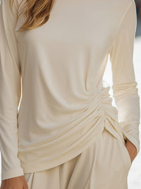 Long-Sleeve Ruched Side Top