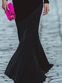 Velvet Hourglass Gown With Pleated Mermaid Hem